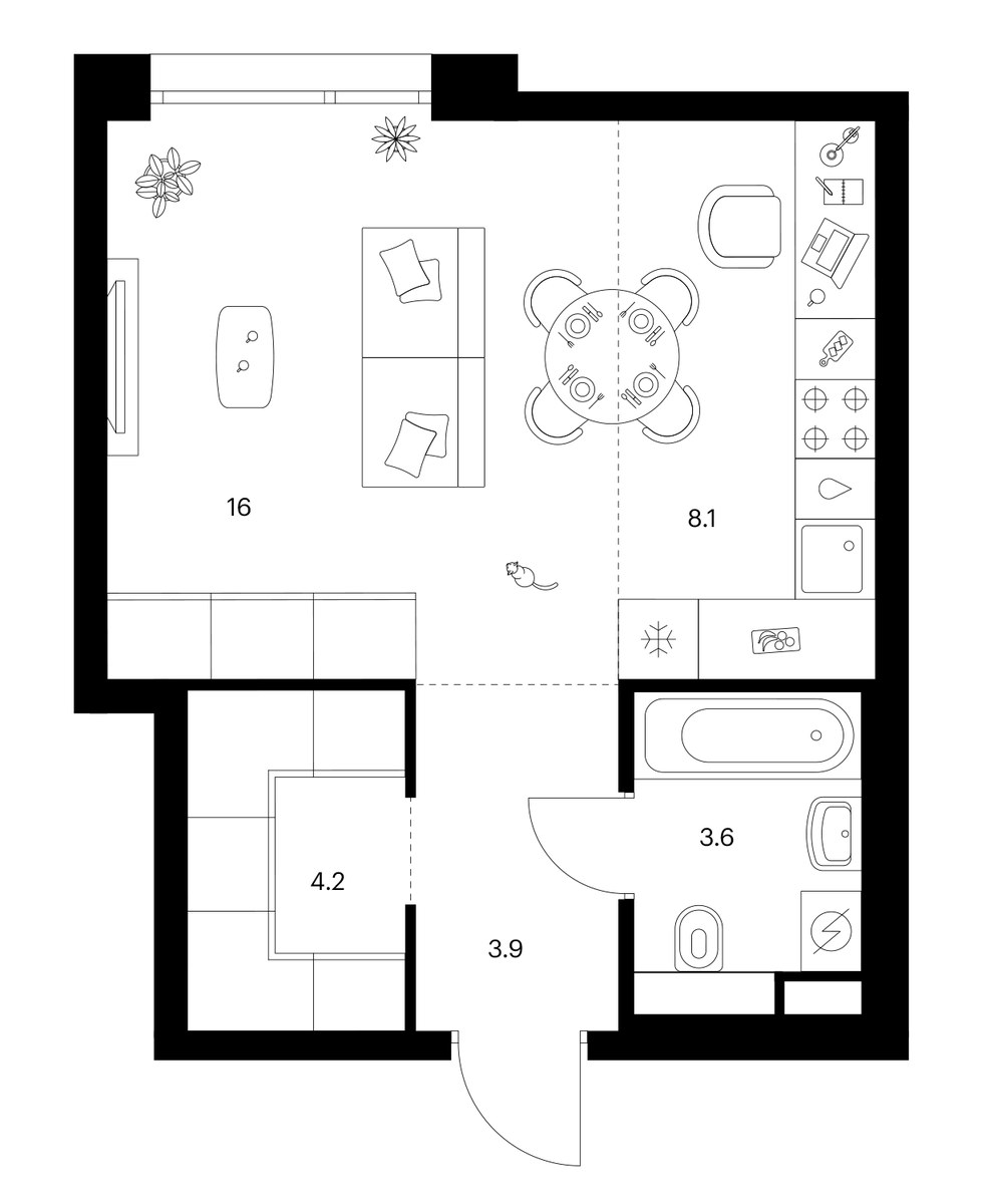 Планировка 35.8 м²