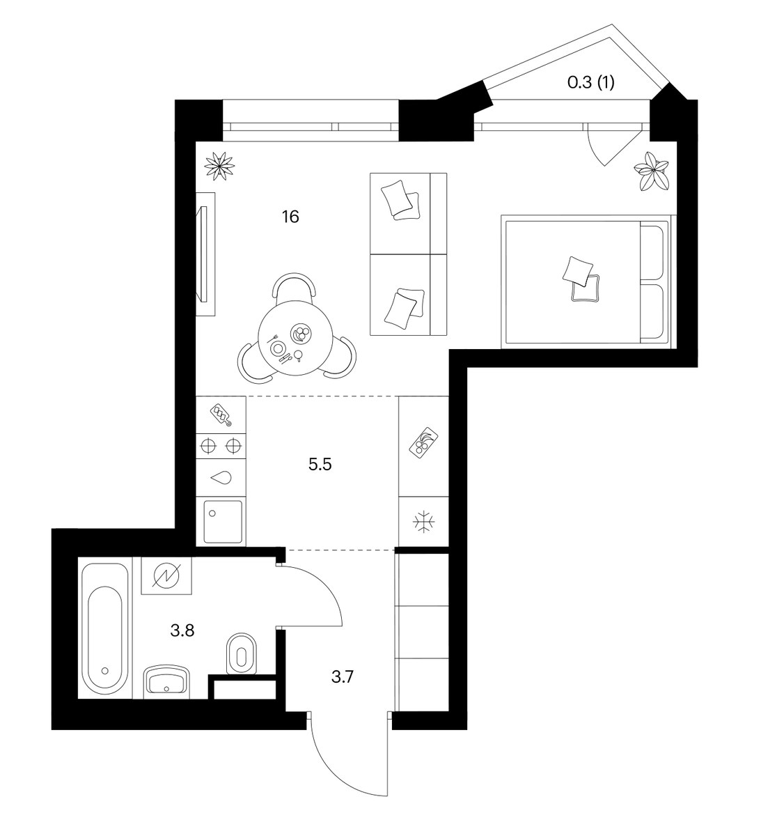 Планировка 29.3 м²