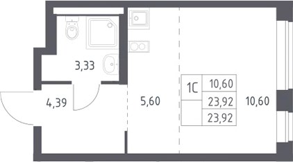 Планировка 23.92 м²