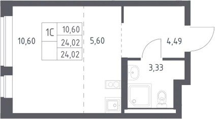 Планировка 24.02 м²