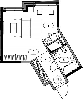 Планировка 36.45 м²
