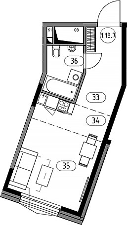 Планировка 33.11 м²
