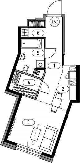Планировка 41.46 м²