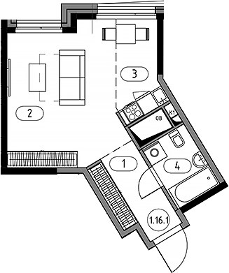 Планировка 36.45 м²