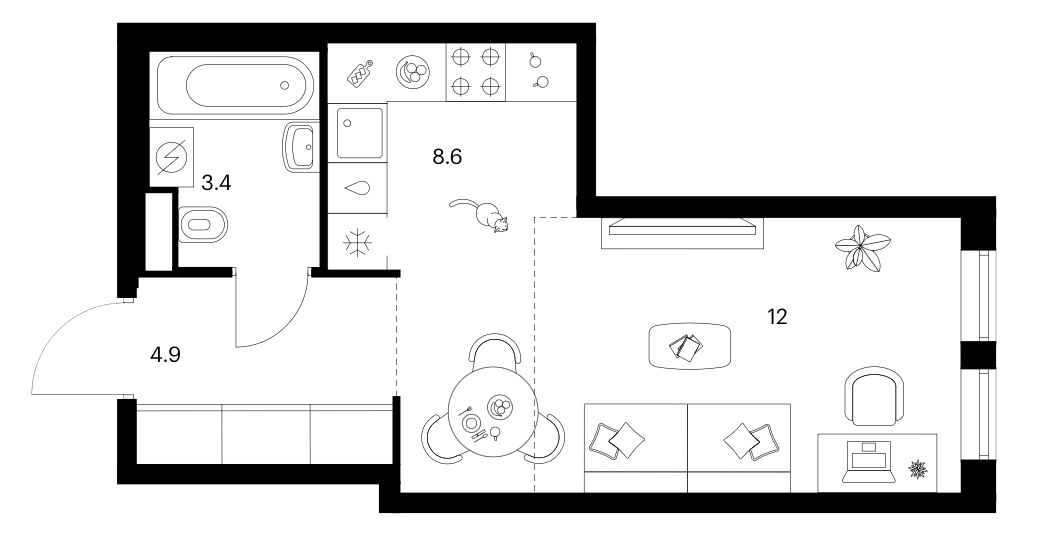 Планировка 28.9 м²