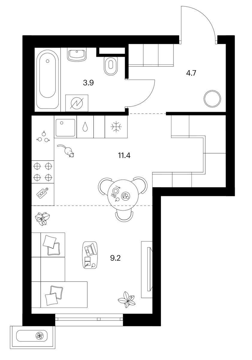 Планировка 29.2 м²