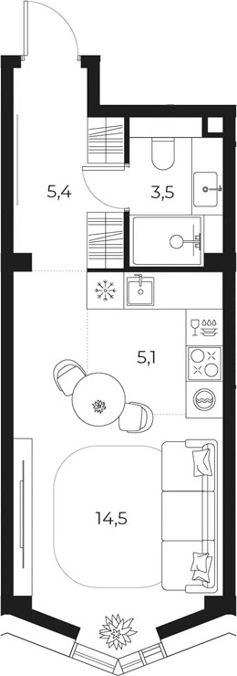 Планировка 28.5 м²