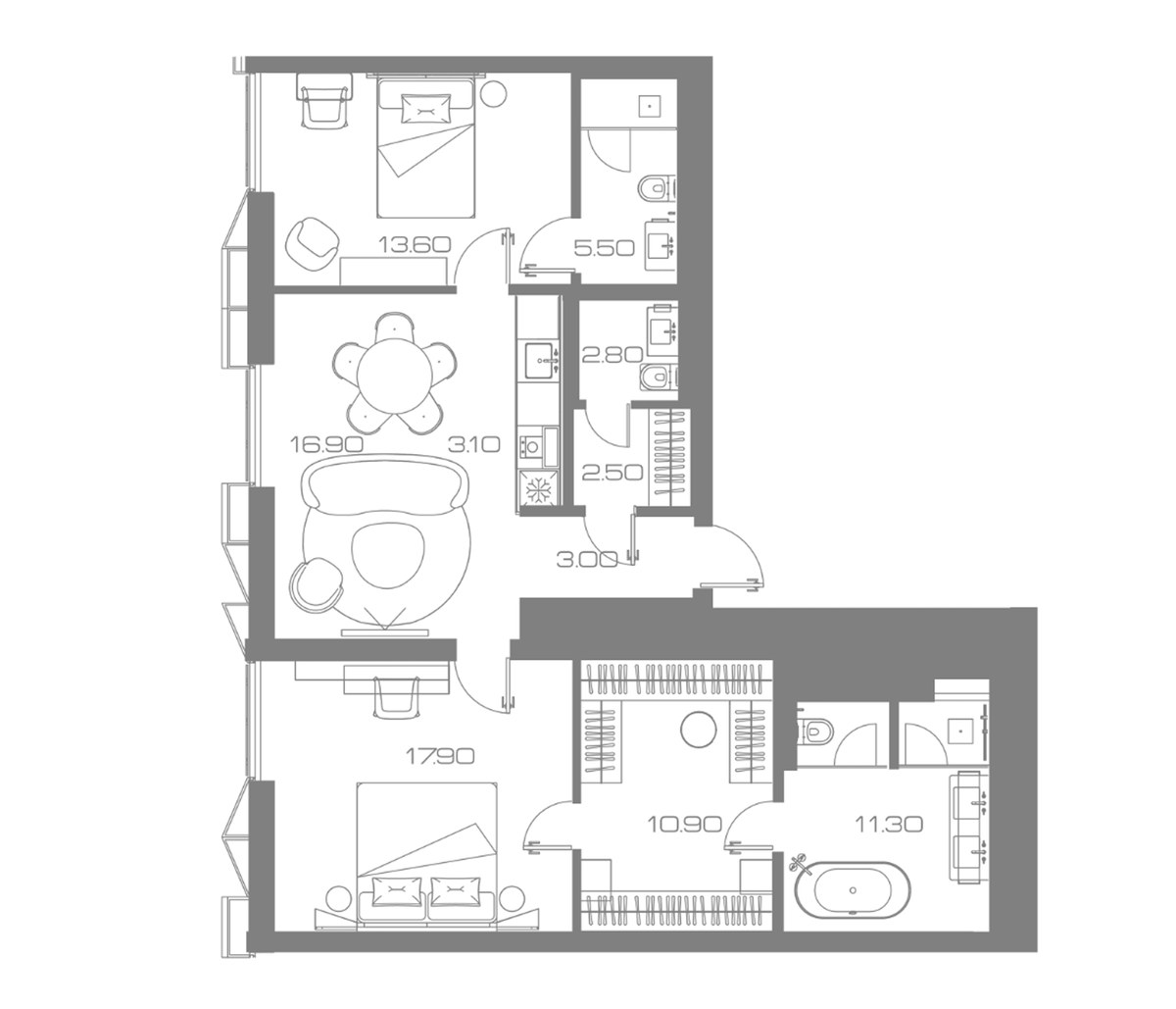 Планировка 82.7 м²