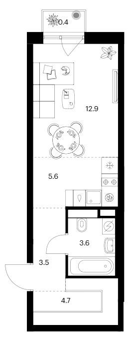 Планировка 30.7 м²