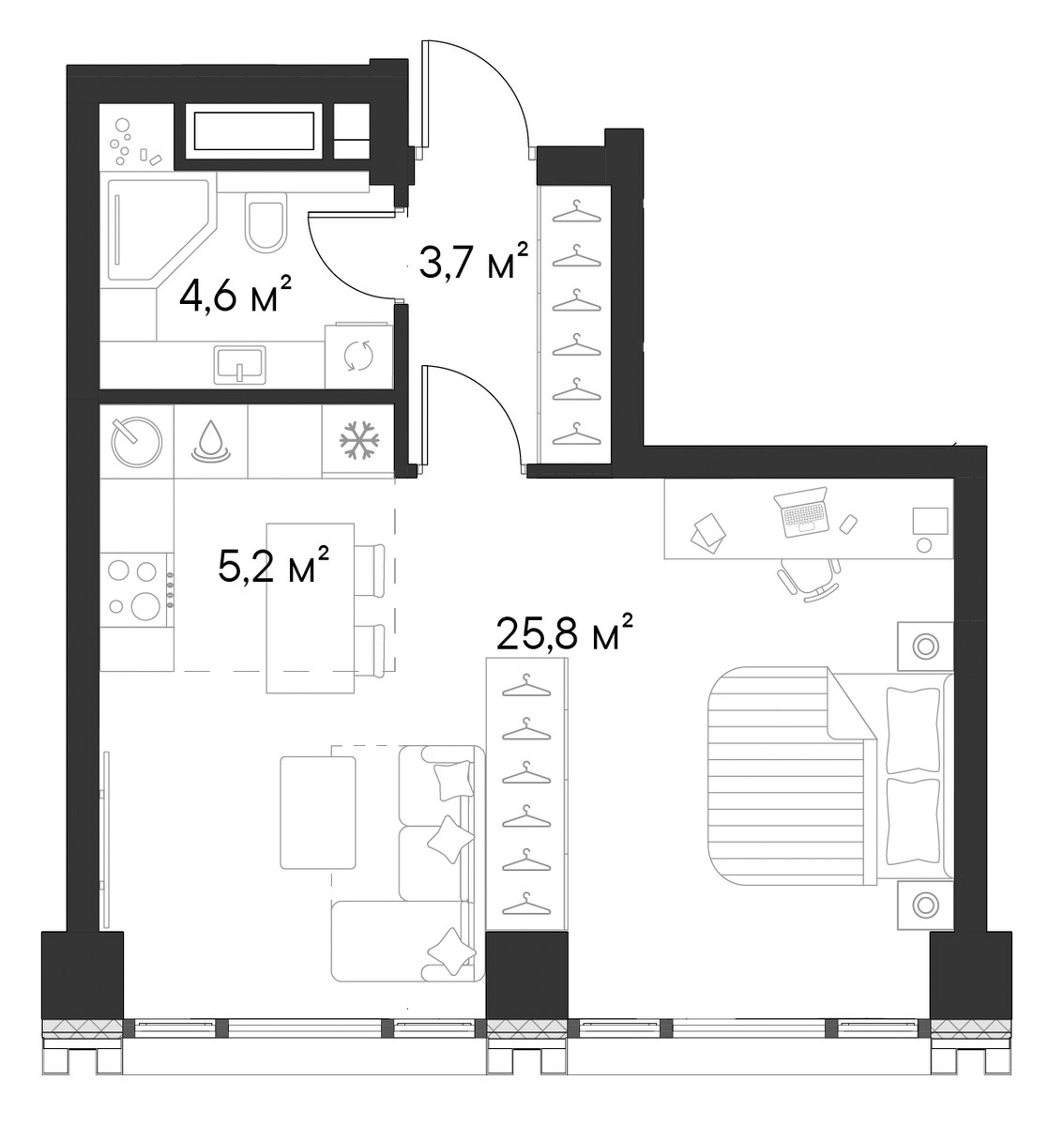 Планировка 39.3 м²