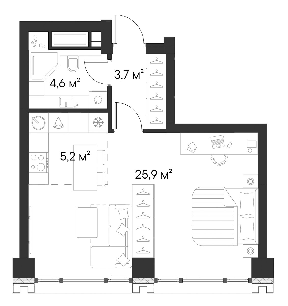 Планировка 39.4 м²
