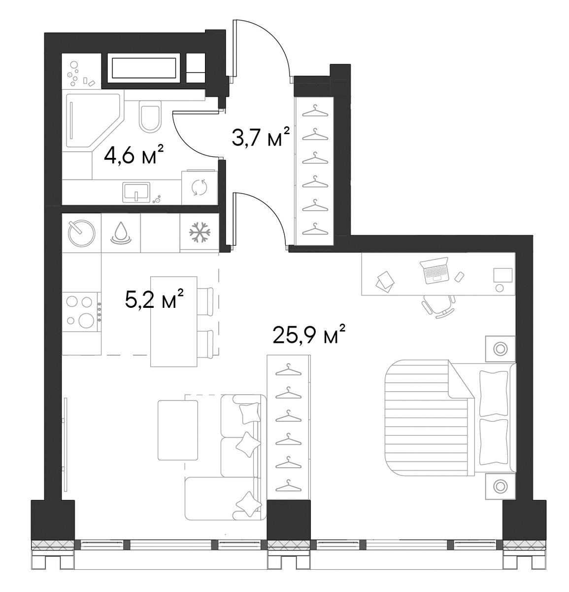 Планировка 39.4 м²