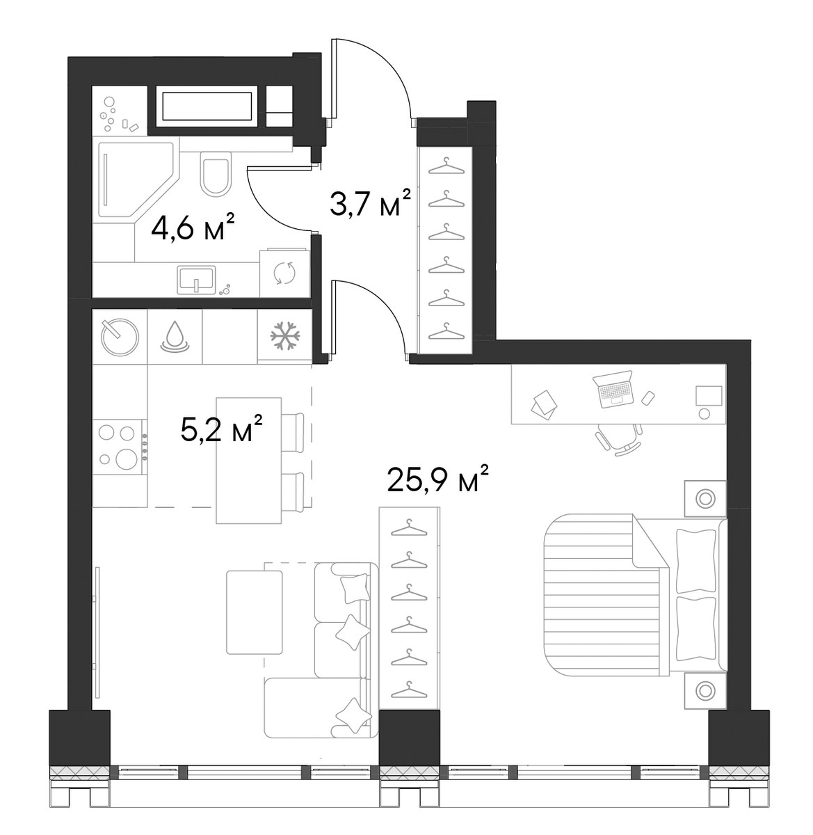 Планировка 39.4 м²