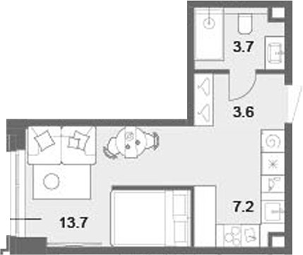 Планировка 28.2 м²