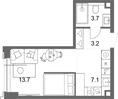 Планировка 28.0 м²