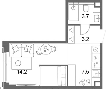 Планировка 28.8 м²