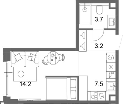 Планировка 28.8 м²
