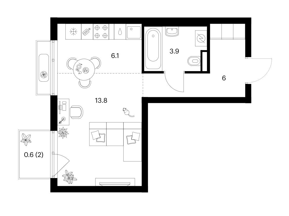 Планировка 30.4 м²
