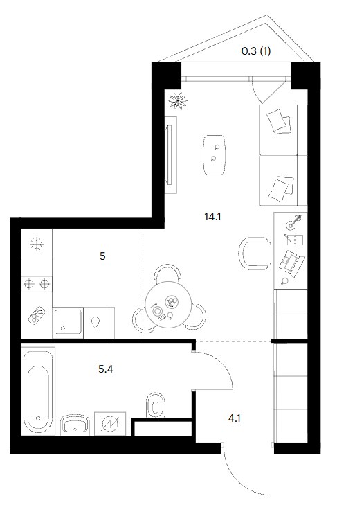 Планировка 28.9 м²