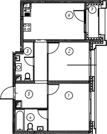 Планировка 54.9 м²