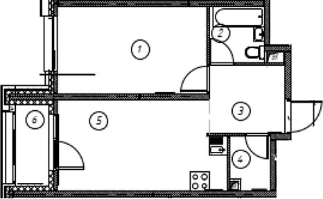 Планировка 44.3 м²