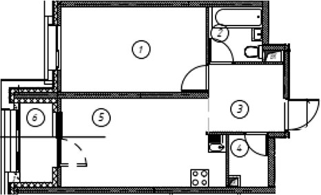 Планировка 44.3 м²