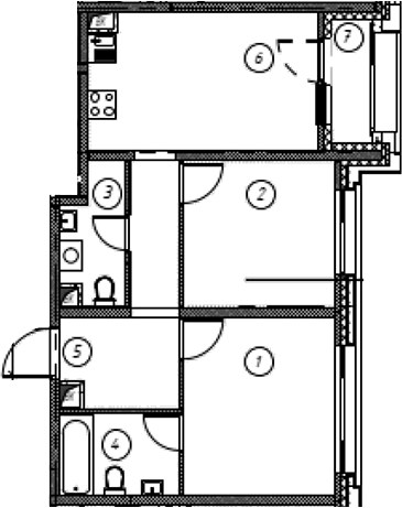 Планировка 54.9 м²